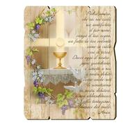 Fratelli Bonella | Quadro In Legno Sagomato Stile Vintage Simbologia Eucaristica Prima Comunione f.to 10,7x13,3 cm | Made in Italy