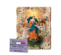 FRATELLI BONELLA - Quadro Madonna Che Scioglie I Nodi Sagomato Vintage - Quadro Legno di Pioppo Spessore 8mm - Quadro Madonna Camera Da Letto 19x24 cm - 100% Made in Italy