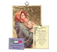 FRATELLI BONELLA - Quadro Madonna con Bambino e Ave Maria in Italiano - Quadro Legno in MDF di Pioppo Camera Da Letto 8 mm x 10 cm x 15 cm - Made in Italy