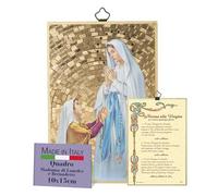 FRATELLI BONELLA - Quadro Madonna di Lourdes e Bernadette e Preghiera Dedicata in Italiano - Quadro Legno in MDF di Pioppo - Quadro Madonna Camera Da Letto 8 mm x 10 cm x 15 cm Made in Italy