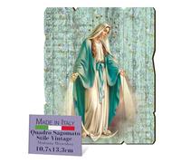 FRATELLI BONELLA - Quadro Madonna Miracolosa Sagomato Vintage - Legno di Pioppo Spessore 8mm - Camera Da Letto 10.7 x 13.3 cm - 100% Made in Italy
