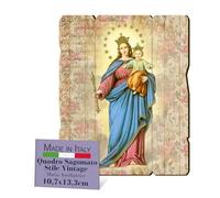 FRATELLI BONELLA - Quadro Maria Ausiliatrice Sagomato Vintage - Quadro Legno di Pioppo Spessore 8mm - Quadro Religioso Camera Da Letto 10.7 x 13.3 cm - 100% Made in Italy