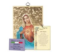 FRATELLI BONELLA - Quadro Religioso Camera Da Letto Cuore Immacolato di Maria e Salve Regina in Italiano - Quadro Legno in MDF di Pioppo - Quadro Religioso Camera Da Letto 8 mm x 10 cm x 15 Cm
