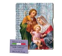 FRATELLI BONELLA - Quadro Sacra Famiglia Sagomato Vintage - Quadro Legno di Pioppo Spessore 8mm - Tela Sacra Famiglia Camera Da Letto 28.5 x 35.5 cm - 100% Made in Italy
