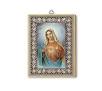 Fratelli Bonella | Quadro Sacro su legno MDF di pioppo 6mm del Cuore Immacolato di Maria f.to 15x20 cm | Made in Italy