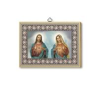 Fratelli Bonella | Quadro Sacro su legno MDF di pioppo 6mm del Sacro Cuore di Gesù e il Cuore Immacolato di Maria f.to 15x20 cm | Made in Italy