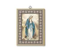 Fratelli Bonella | Quadro Sacro su legno MDF di pioppo 6mm della Madonna Miracolosa con medaglie f.to 15x20 cm | Made in Italy