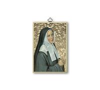 Fratelli Bonella | Quadro Sacro su legno MDF di pioppo 8mm con Mosaico in lamina dorata di Santa Bernadette con Preghiera sul retro 10 x 15 cm | Made in Italy