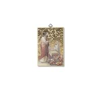 Fratelli Bonella | Quadro Sacro su legno MDF di pioppo 8mm con Mosaico in lamina dorata di una ragazza che riceve la Prima Comunione con Preghiera sul retro 10 x 15 cm | Made in Italy
