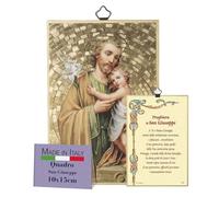 FRATELLI BONELLA - Quadro San Giuseppe e Preghiera Dedicata in Italiano - Legno MDF di Pioppo - Religioso Camera Da Letto 8 mm x 10 cm x 15 cm Made in Italy