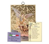 FRATELLI BONELLA - Quadro San Michele Arcangelo e Preghiera Dedicata in Italiano - Quadro Legno in MDF di Pioppo Camera Da Letto 8 mm x 10 cm x 15 cm - Made in Italy