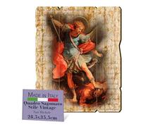 FRATELLI BONELLA - Quadro San Michele Sagomato Vintage In Legno Di Pioppo Spessore 8Mm Per Camera Da Letto 28.5 X 35.5 Cm - 100% Made In Italy