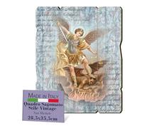 FRATELLI BONELLA - Quadro San Michele Sagomato Vintage - Legno di Pioppo Spessore 8mm - Religioso Camera Da Letto 28.5 x 35.5 cm - 100% Made in Italy