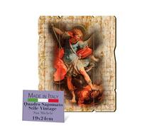 FRATELLI BONELLA - Quadro San Michele Sagomato Vintage - Quadro Legno di Pioppo Spessore 8mm - Quadro Religioso Camera Da Letto 19x24 cm - 100% Made in Italy