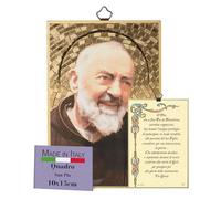 FRATELLI BONELLA - Quadro San Pio e Preghiera Dedicata in Italiano - Quadro Legno in MDF di Pioppo - Quadro Religioso Camera Da Letto 8 mm x 10 cm x 15 cm Made in Italy