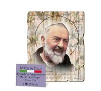 FRATELLI BONELLA - Quadro San Pio motivo Vintage - Legno di Pioppo 8 mm - Immagine Religiosa per Camera da Letto 19 x 24 cm - 100% Made in Italy