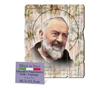 FRATELLI BONELLA - Quadro San Pio Sagomato Vintage - Quadro Legno di Pioppo Spessore 8mm - Quadro Religioso Camera Da Letto 28.5 x 35.5 cm - 100% Made in Italy