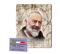 FRATELLI BONELLA - Quadro San Pio Sagomato Vintage - Quadro Legno di Pioppo Spessore 8mm - Quadro Religioso Camera Da Letto 10.7 x 13.3 cm - 100% Made in Italy