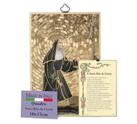 FRATELLI BONELLA - Quadro Santa Rita da Cascia e Preghiera Dedicata in Italiano - Quadro Legno in MDF di Pioppo - Quadro Religioso Camera Da Letto 8 mm x 10 cm x 15 cm Made in Italy