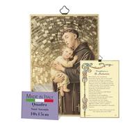FRATELLI BONELLA - Quadro Sant'Antonio e Preghiera Dedicata in Italiano - Quadro Legno in MDF di Pioppo Camera Da Letto 8 mm x 10 cm x 15 cm - Made in Italy