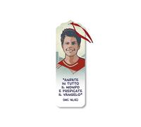 Fratelli Bonella | Segnalibro Religioso con Carlo Acutis realizzato con Fibre di Legno usato anche come Chiudi Pacco con cordino rosso | Made in Italy