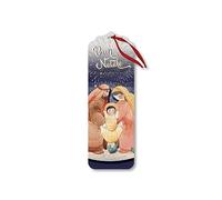 Fratelli Bonella | Segnalibro Religioso con il presepe realizzato con Fibre di Legno usato anche come chiudi pacco con cordino rosso | Made in Italy