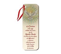 Fratelli Bonella | Segnalibro Religioso con la simbologia di Cresima realizzato con Fibre di Legno usato anche come Chiudi Pacco con cordino rosso | Made in Italy
