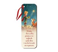 Fratelli Bonella | Segnalibro Religioso raffigurante il Piccolo Principe che porge un dono alla sua amica volpe usato anche come Chiudi Pacco con cordino rosso | Made in Italy