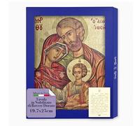 Fratelli Bonella - Tavola in Nobilitato di Rovere Cinerino con Bordi Dorati - Icona Sacra Famiglia 19.7x25 cm - Quadro Legno Sacra Famiglia per Casa o Regalo - Made in Italy