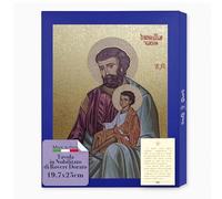 Fratelli Bonella - Tavola in Nobilitato di Rovere Cinerino con Bordi Dorati - Icona San Giuseppe 19.7x25 cm - Quadro Legno Protezione Sacra Famiglia per Casa o Regalo - Made in Italy