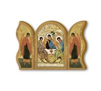 Fratelli Bonella | Trittico devozionale in legno con l'Icona della Trinità f.to 6x9 cm | Made in Italy