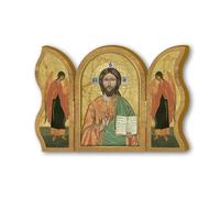 Fratelli Bonella | Trittico devozionale in legno con l'Icona di Gesù Maestro f.to 6x9 cm | Made in Italy