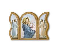 Fratelli Bonella | Trittico devozionale in legno della Madonna con bambino del Ferruzzi f.to 6x9 cm | Made in Italy