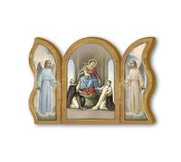 Fratelli Bonella | Trittico devozionale in legno della Madonna di Pompei f.to 6x9 cm | Made in Italy