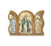 Fratelli Bonella | Trittico devozionale in Legno della Madonna Miracolosa f.to 6x9cm | Made in Italy