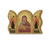 Fratelli Bonella | Trittico devozionale in legno dell'Icona del Perpetuo Soccorso f.to 6x9 cm | Made in Italy