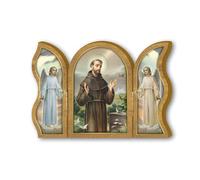 Fratelli Bonella | Trittico devozionale in legno di San Francesco f.to 6x9cm | Made in Italy
