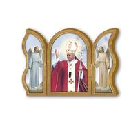 Fratelli Bonella | Trittico devozionale in Legno Papa Giovanni Paolo II f.to 6x9cm | Made in Italy
