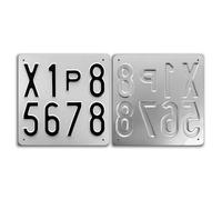 Fratelli Mondello Replica Targa Auto di Prova in Alluminio Rifrangente con Rilievo Battuto, Angoli Smussati, Buchi e Bordo Nero Opzionali - Targa Decorativa