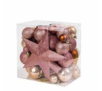 Fratelli Pesce 8329, Set 50 palline Di Natale Bronzo Lucide, Opache e Glitter con Puntale Stella