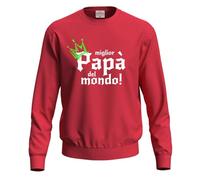 fratelliditalia.org Felpa Maglia con Stampa Digitale MIGLIOR Papa del Mondo, Idea Regalo Festa Papa Figli Dono Colore Rosso Taglia M