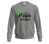 fratelliditalia.org Felpa Maglia con Stampa Digitale MIGLIOR Papa del Mondo, Idea Regalo Festa Papa Figli Dono Colore Grigio Taglia M