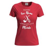 fratelliditalia.org T-shirt a Manica Corta Personalizzabile Mamma la Miglior Cuoca con Stampa Idea Regalo Festa della mamma Colore rosso Taglia L