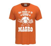 fratelliditalia.org T-shirt maglia mezza manica con stampa DTF Cuoco Magro ristorante bar pizzeria abiti da lavoro idea regalo Colore ARANCIONE Taglia XL