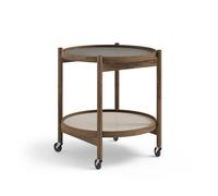 Fratello. Tavolo Krüger Bølling Tray Ø50 Rovere Affumicato con Piatti in Grigio/ Grigio Scuro