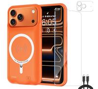 Fraternize Custodia per batteria per iPhone Air, aggiornata 12000 mAh, ricaricabile portatile e prolungata per batteria Qi Wireless Charging Case compatibile con iPhone Air (Orange for iPhone 17 Pro
