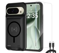 Fraternize Custodia per batteria per Pixel 9/Pixel 9 Pro, batteria portatile ricaricabile da 10000 mAh migliorata - Custodia per caricabatterie estesa, con ricarica wireless integrata - Banca di