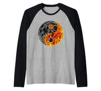 Frattale di fuoco rosso Yin Yang Maglia con Maniche Raglan