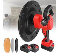 Frattazzatrice Elettrica Levigatrice per Pareti 1680W, Betoniera, Cazzuola per Malta Cementizia e Intonaco, Ponceuse Murale Professionale, Ricarica batteria al litio (2 Battery+4 pads)