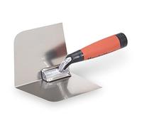 Frattazzo ad angolo 23RD interno arrotondato Marshalltown con impugnatura Durasoft, in acciaio inossidabile, per muratori a secco e stuccatori, dimensioni: 102x127 mm, argento